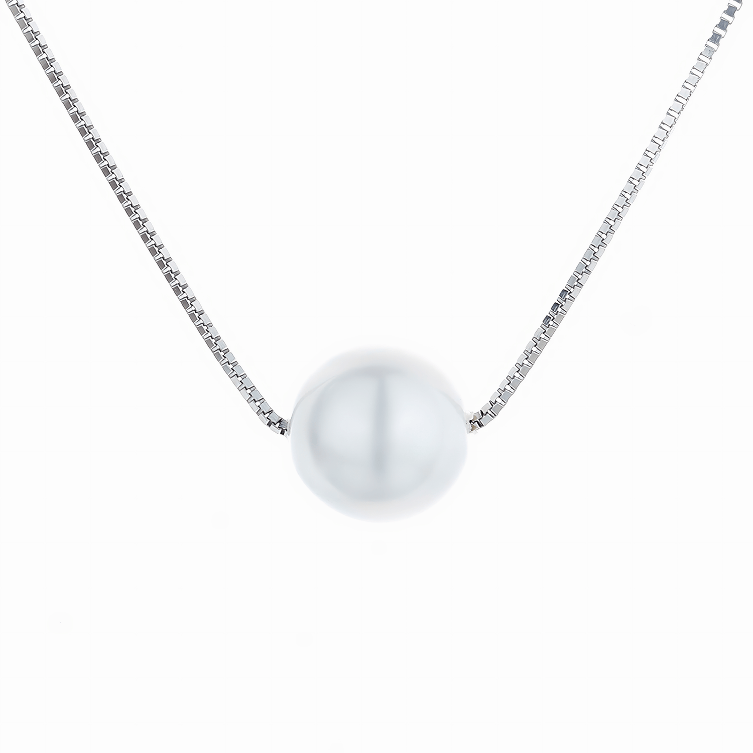 Classic White Pearl Pendant on Sterling Silver Chain - NAFALUXE