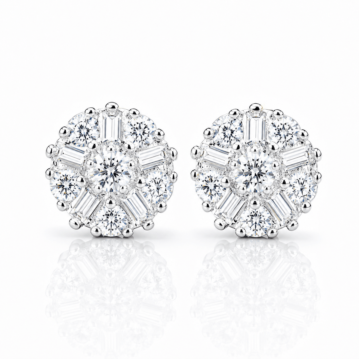 Clear Round Stud Earrings | AAA Cubic Zirconia | Hypoallergenic Jewelry for Women - NAFALUXE