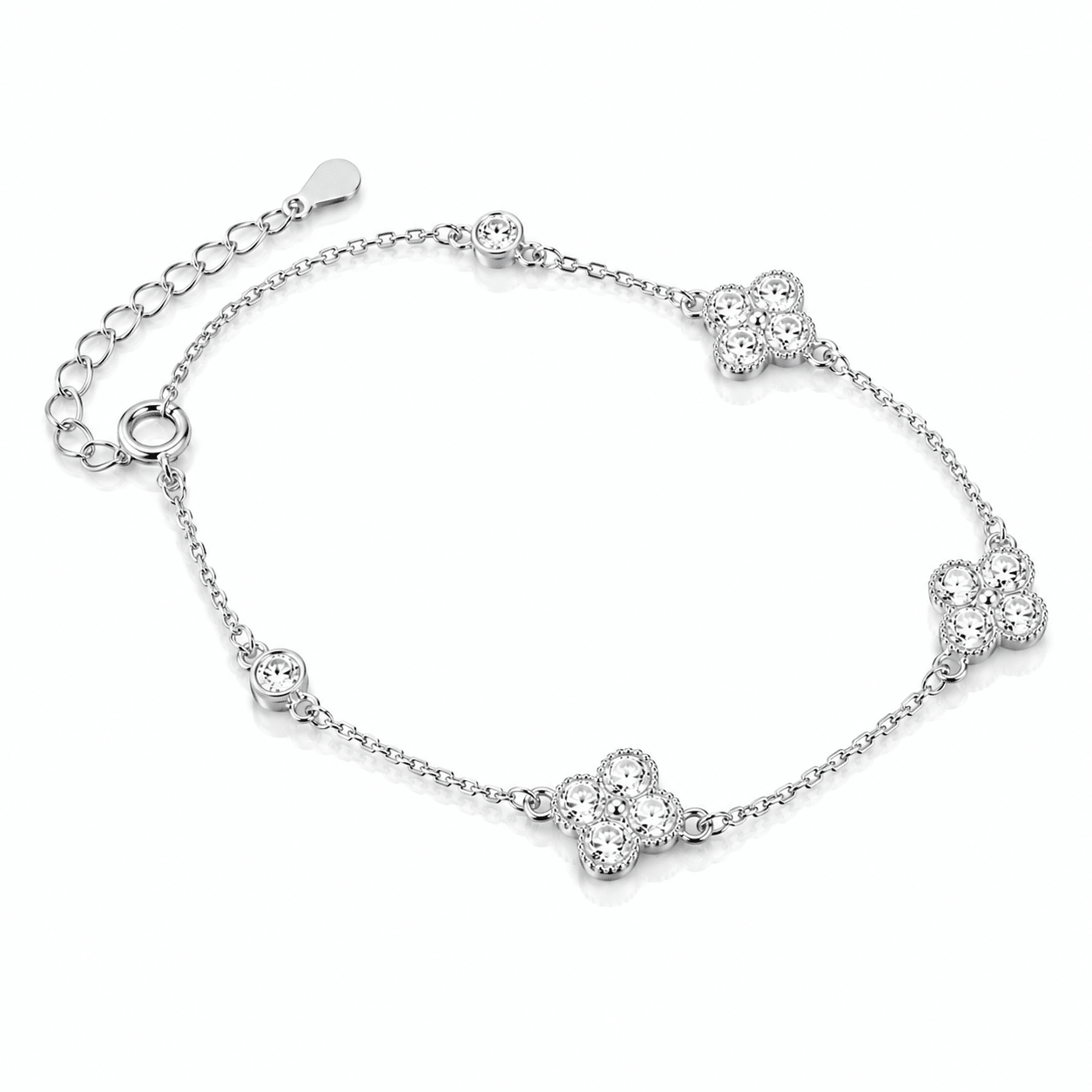 Bracelet Clover CZ – Argent sterling 925 - NAFALUXE