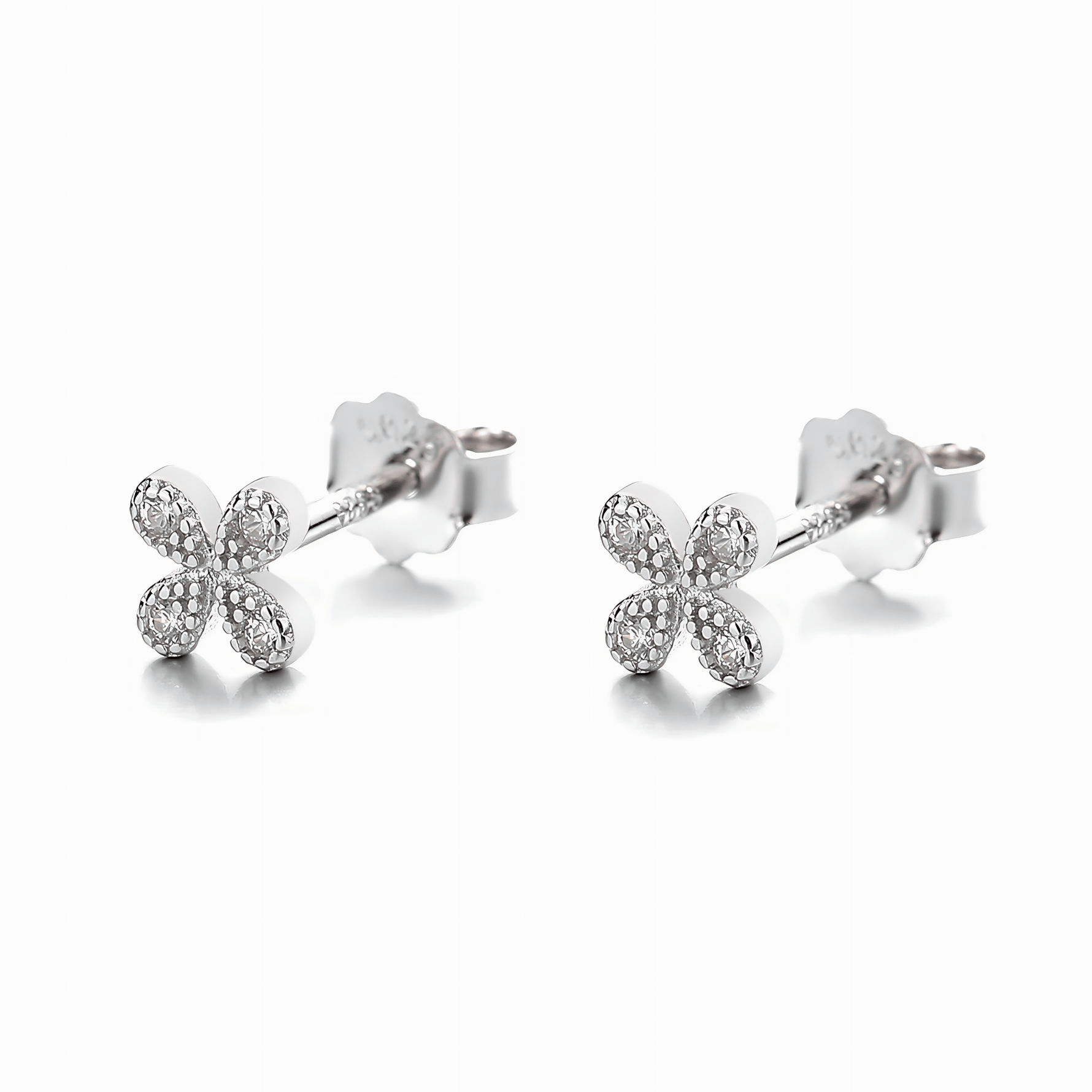 Clover Sparkle Studs – Silver 925 - NAFALUXE