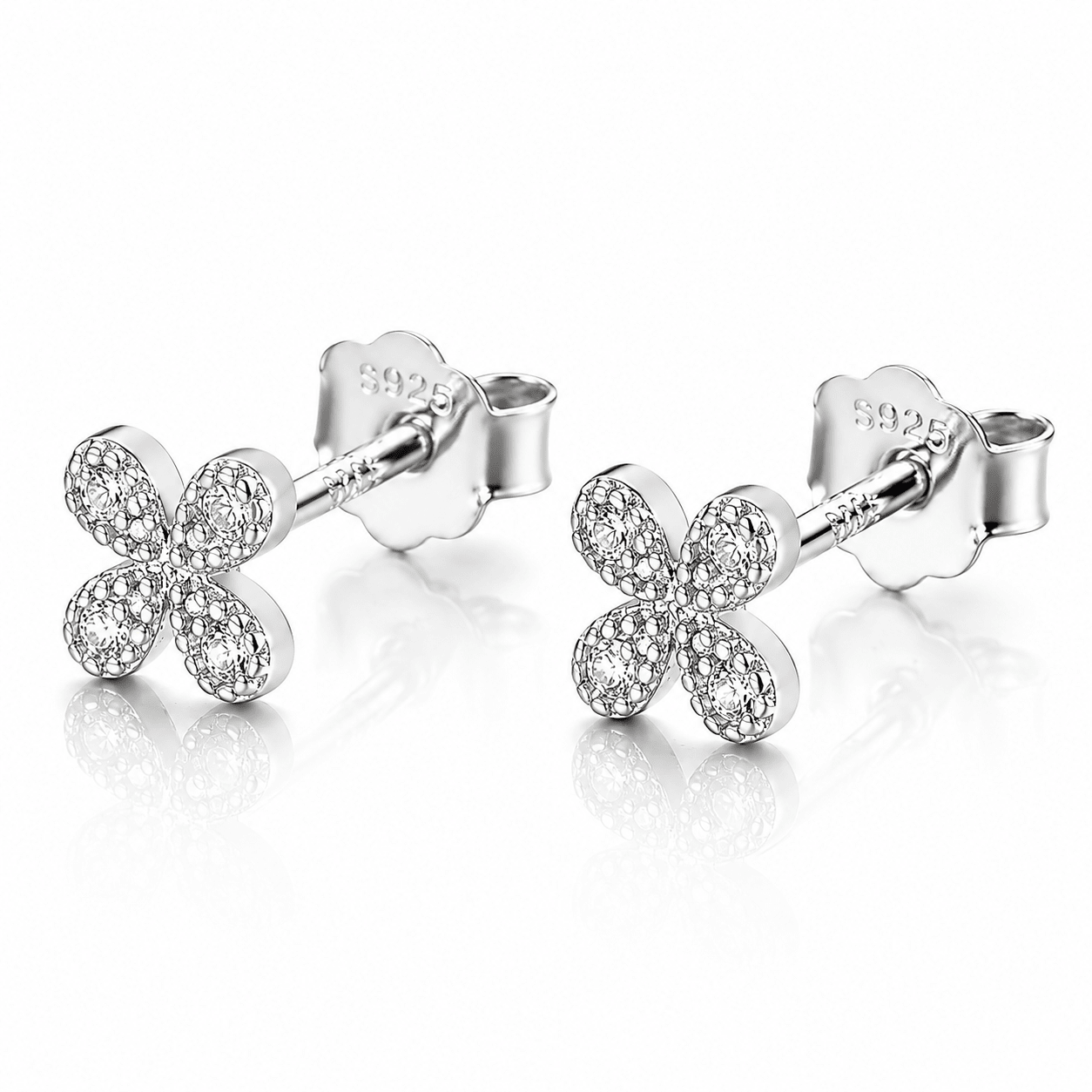 Clover Sparkle Studs – Silver 925 - NAFALUXE