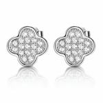 Clover Stud Earrings – Sterling Silver with Pave CZ Crystals - NAFALUXE