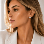 Clover Stud Earrings – Sterling Silver with Pave CZ Crystals - NAFALUXE