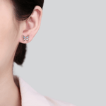 Colorful Butterfly Stud Earrings – 925 Sterling Silver with Blue, Pink & Clear CZ - NAFALUXE