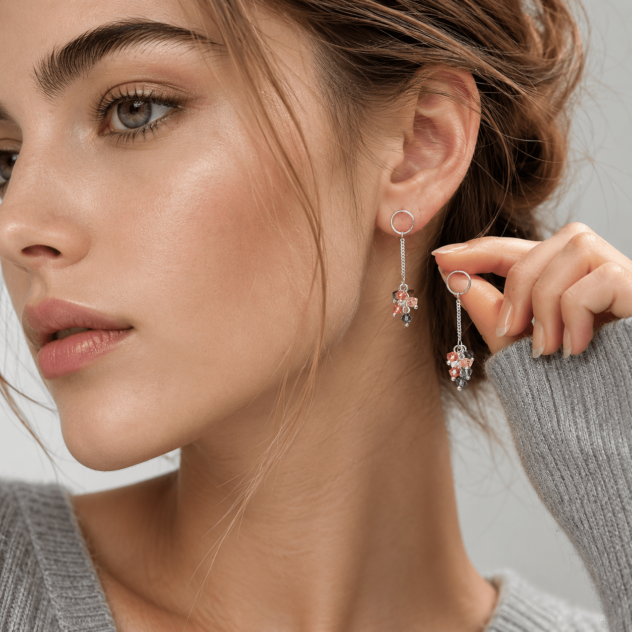 Colorful Crystal Drop Earrings in Sterling Silver - NAFALUXE