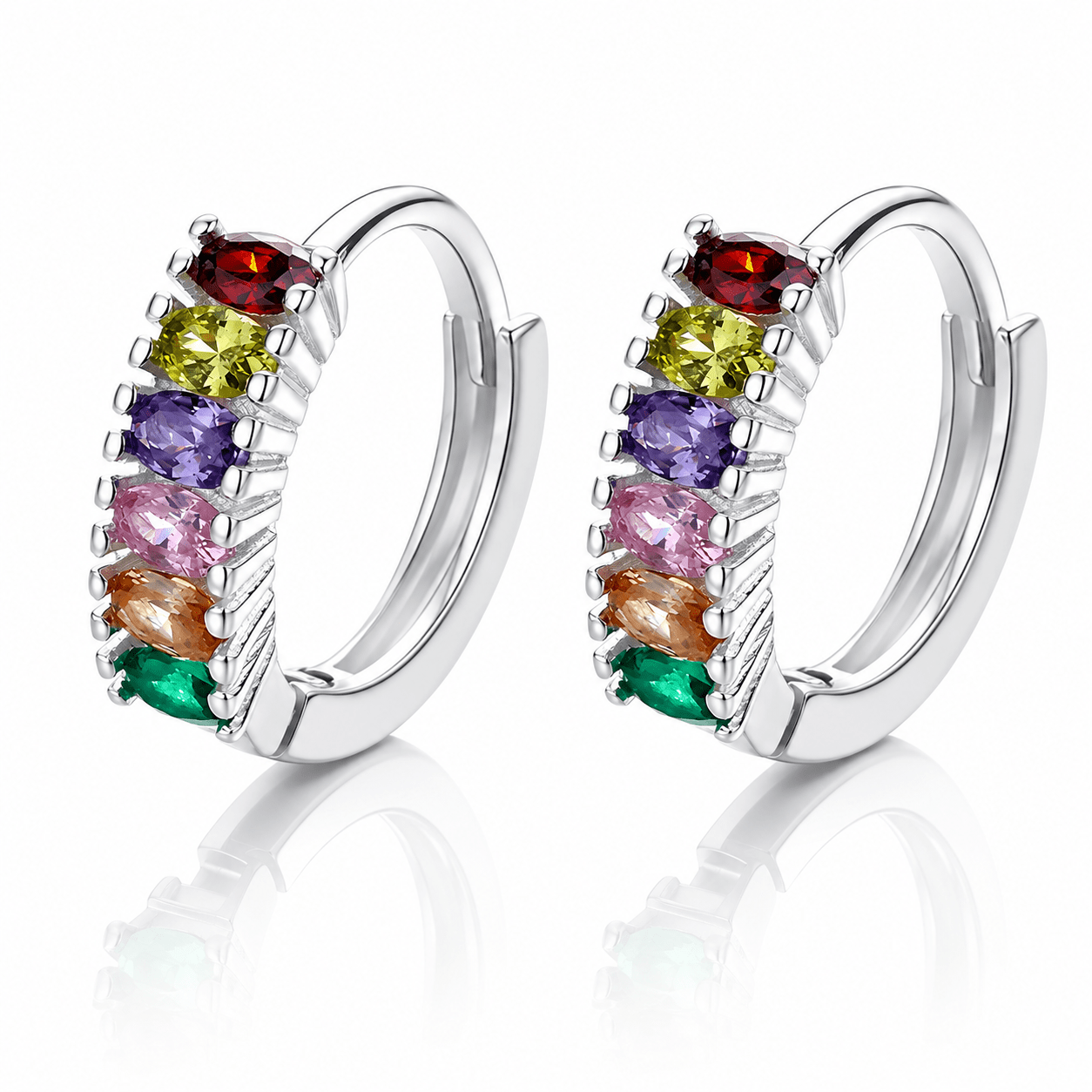 Colorful CZ Huggie Earrings – AAA Quality Stones - NAFALUXE