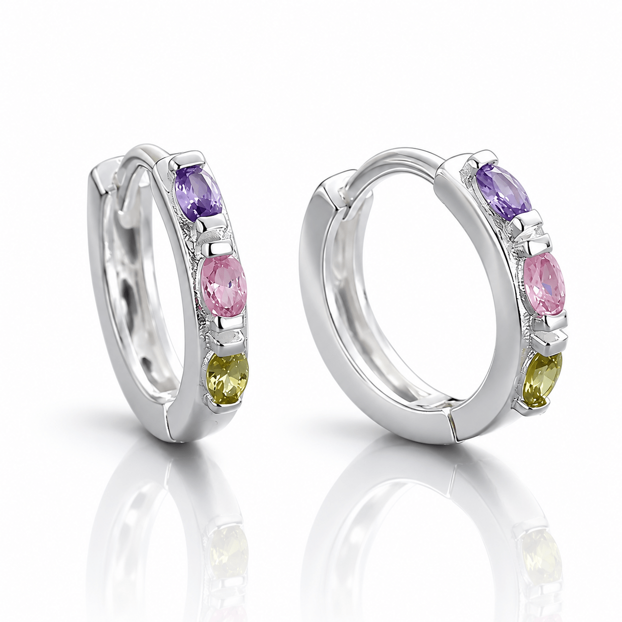 Colorful Hoop Earrings – AAA Cubic Zirconia - NAFALUXE