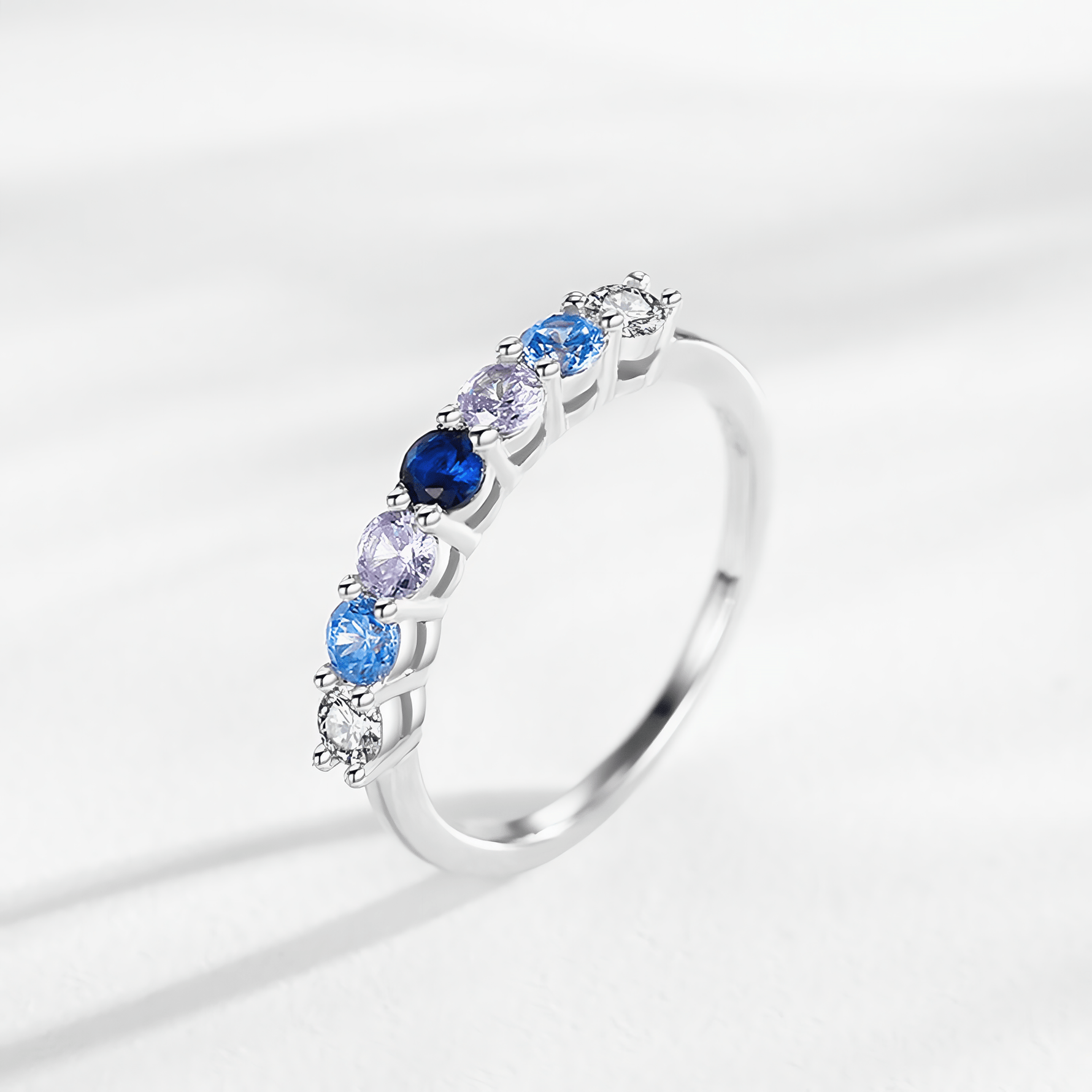 Colorful Stone Band Ring 925 Sterling Silver - NAFALUXE