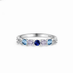 Colorful Stone Band Ring 925 Sterling Silver - NAFALUXE