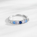 Colorful Stone Band Ring 925 Sterling Silver - NAFALUXE