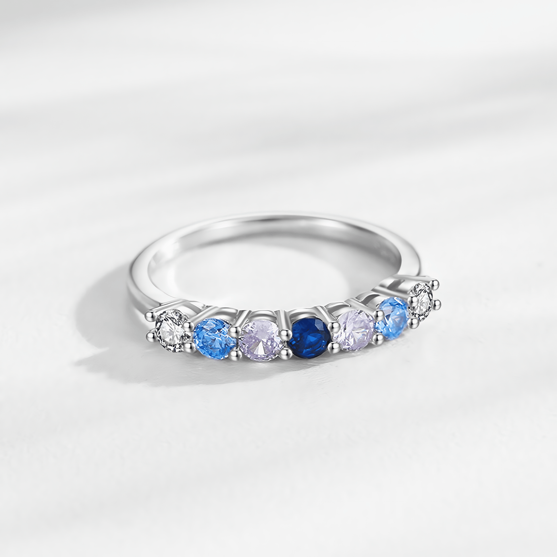 Colorful Stone Band Ring 925 Sterling Silver - NAFALUXE