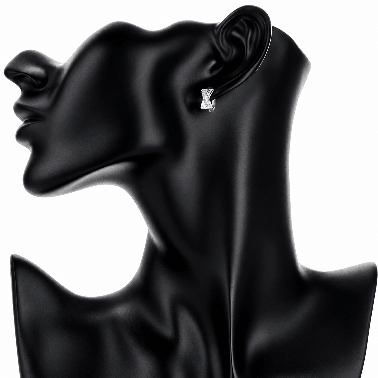 Boucles d'oreilles créoles entrecroisées avec pavé de zircons cubiques AAA - NAFALUXE
