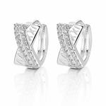 Boucles d'oreilles créoles entrecroisées avec pavé de zircons cubiques AAA - NAFALUXE