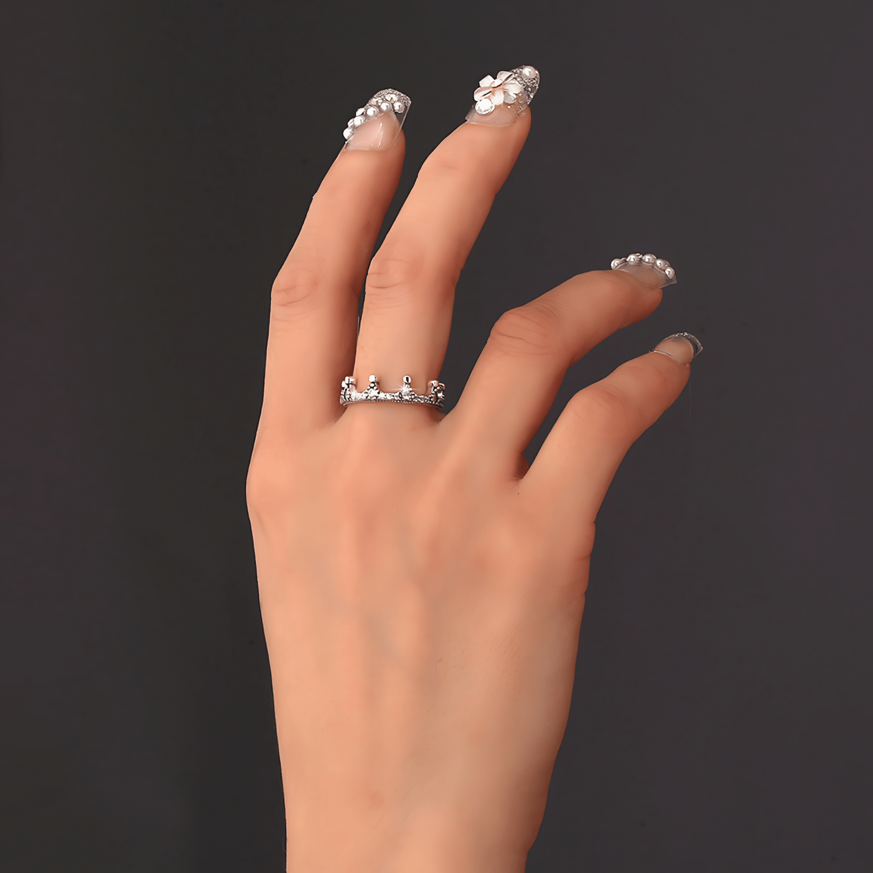 Crown Ring 925 Sterling Silver with Sparkling Zirconia Accents - NAFALUXE