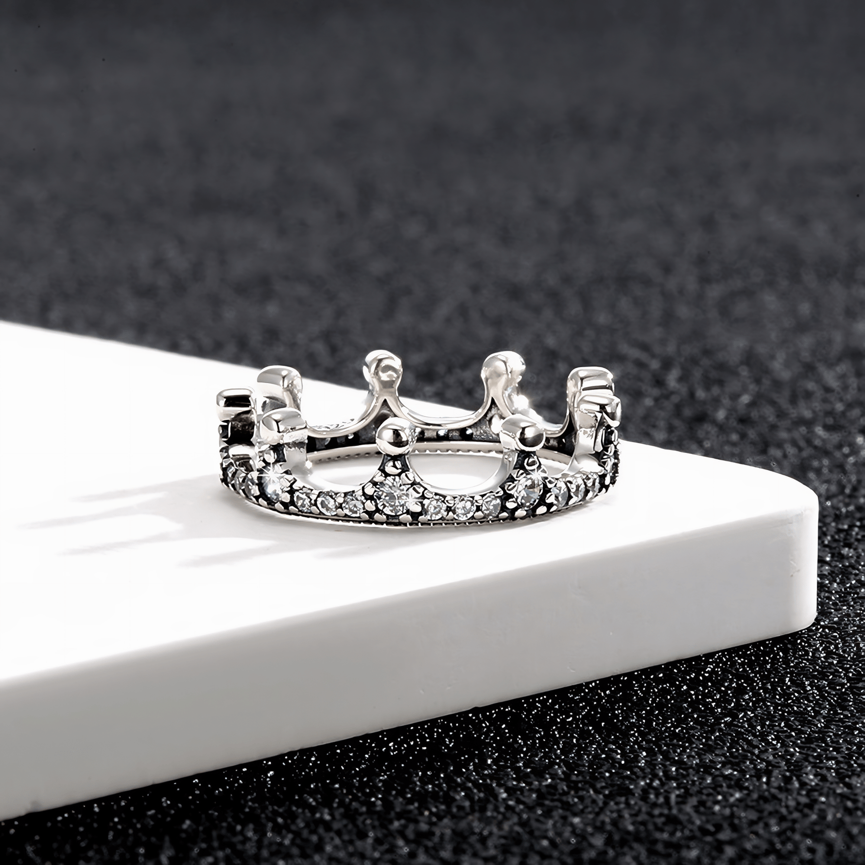 Crown Ring 925 Sterling Silver with Sparkling Zirconia Accents - NAFALUXE