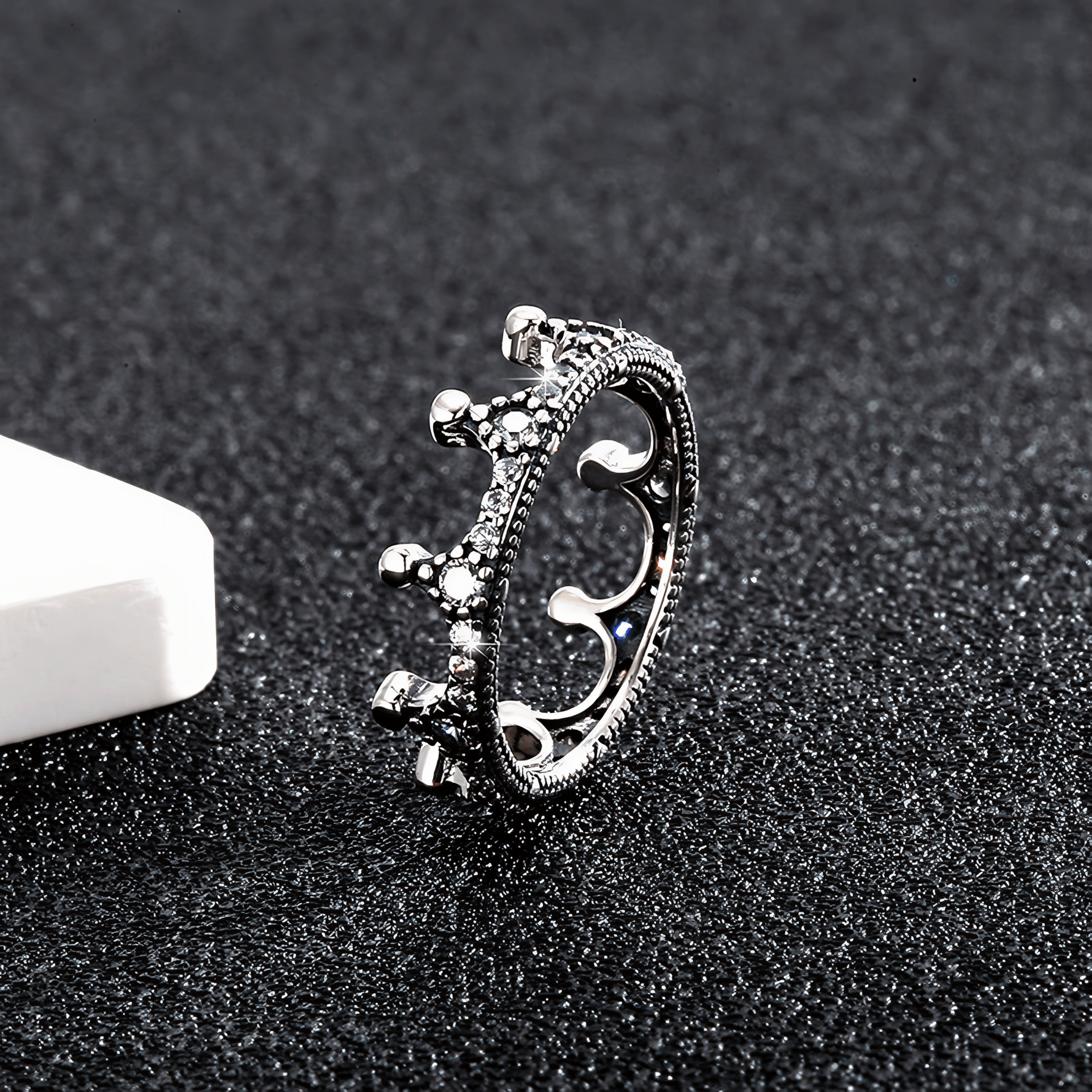 Crown Ring 925 Sterling Silver with Sparkling Zirconia Accents - NAFALUXE