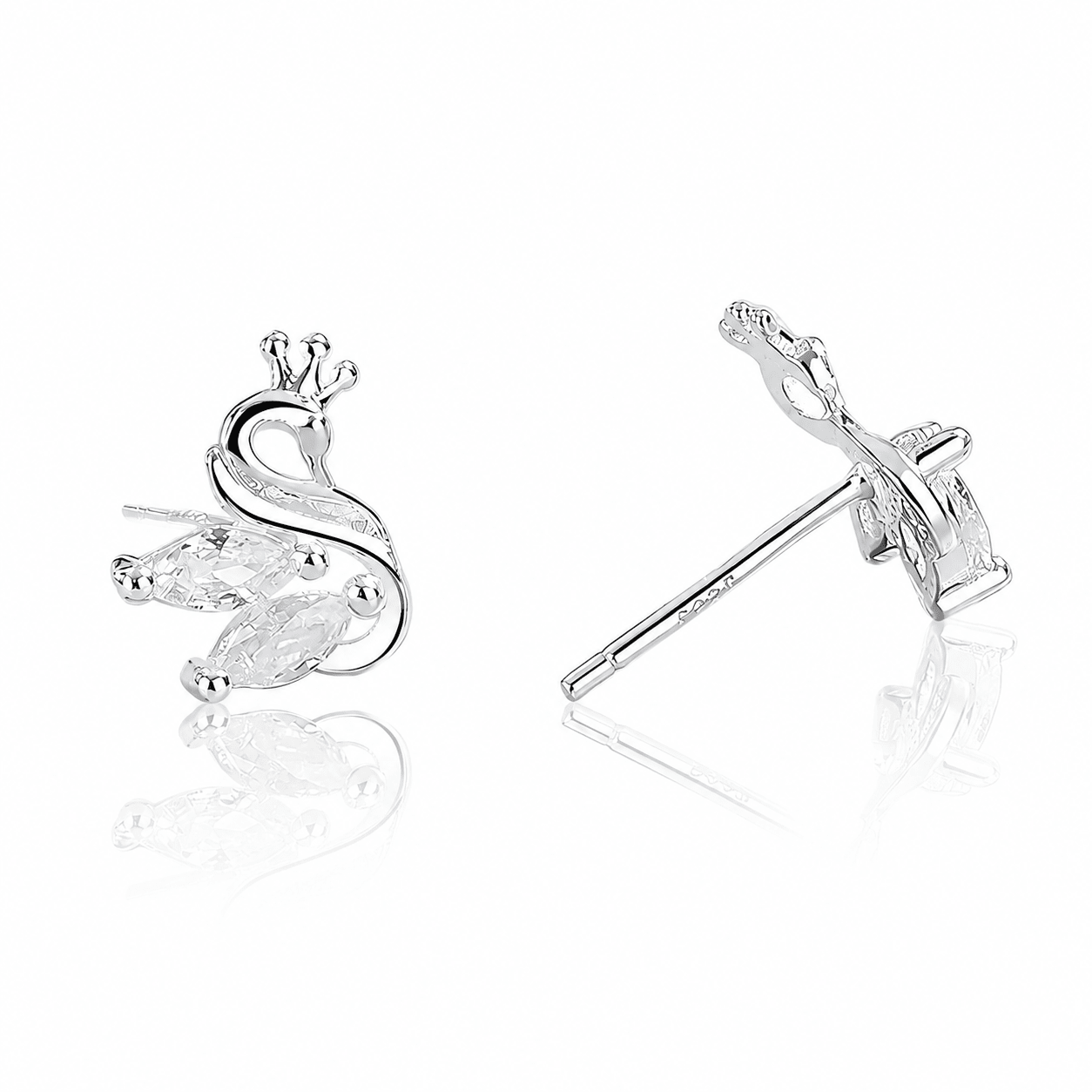 Boucles d'oreilles « Crown Swan » avec cristaux taille marquise - NAFALUXE