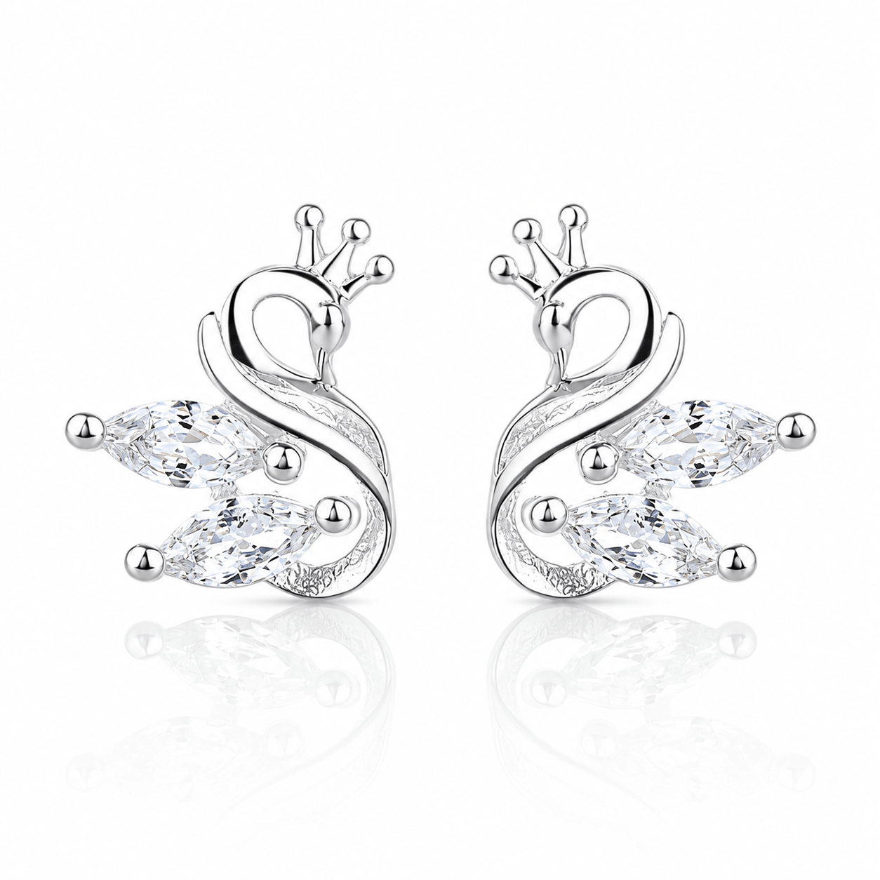 Boucles d'oreilles « Crown Swan » avec cristaux taille marquise - NAFALUXE