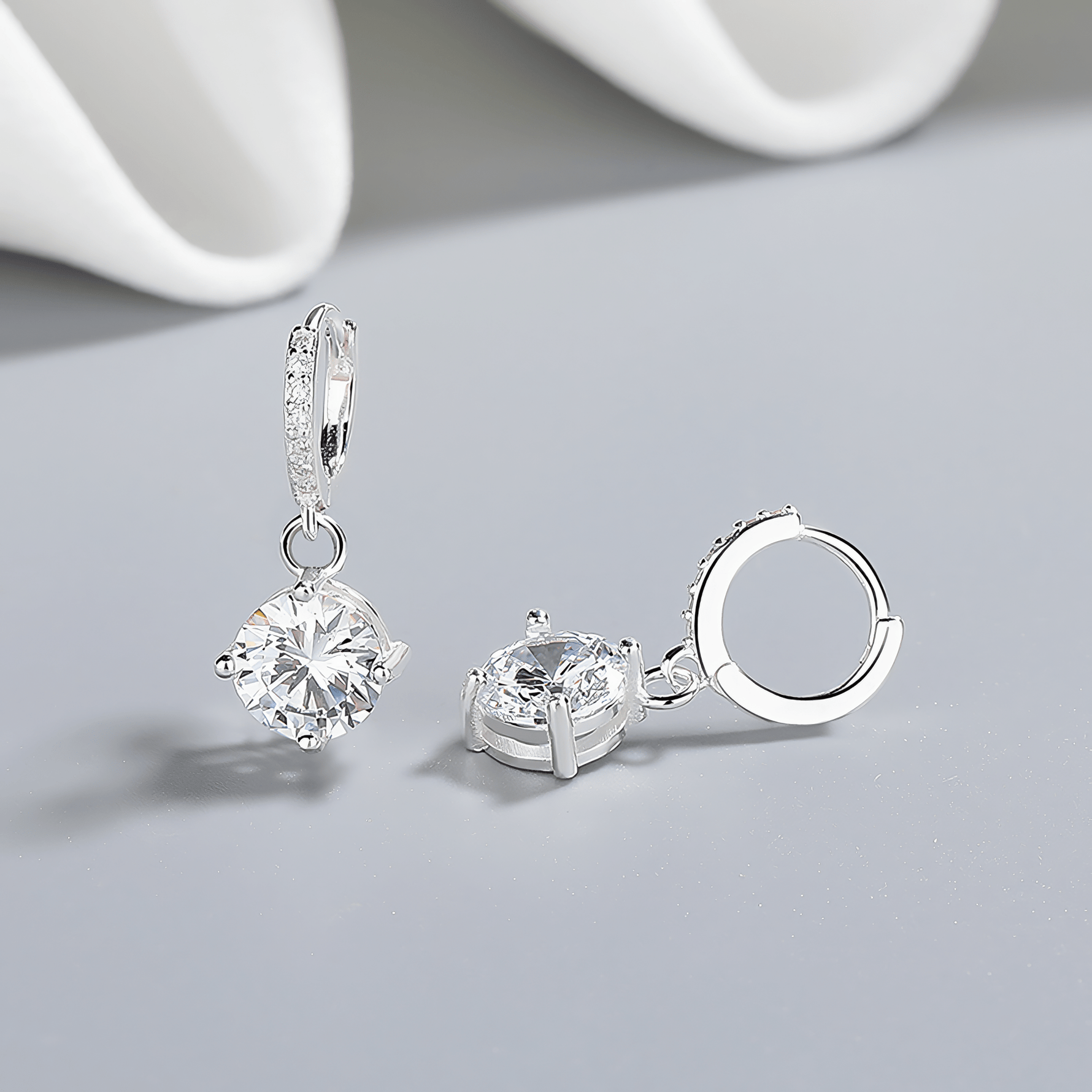 Crystal Drop Hoop Earrings – 925 Silver - NAFALUXE