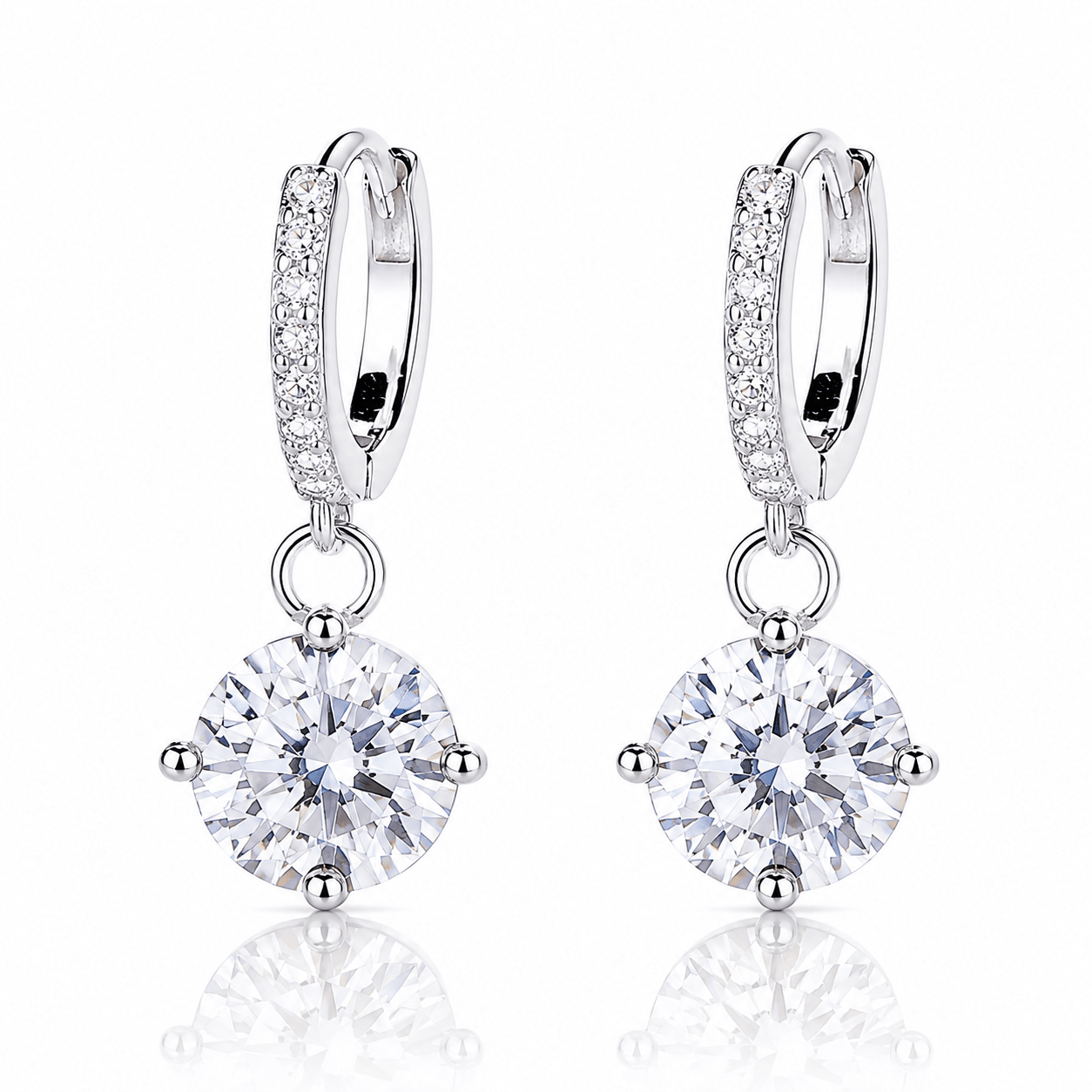 Crystal Drop Hoop Earrings – 925 Silver - NAFALUXE