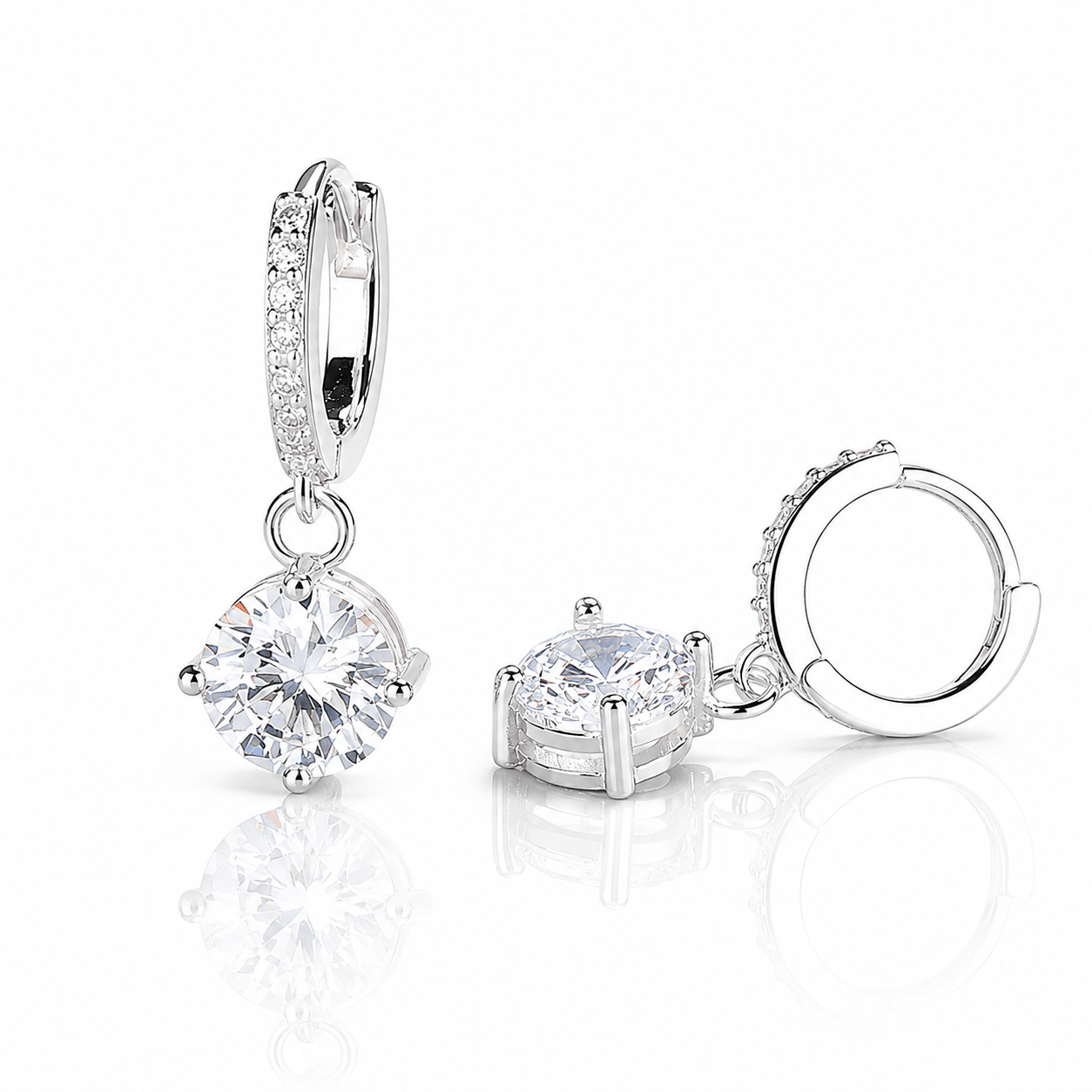Crystal Drop Hoop Earrings – 925 Silver - NAFALUXE