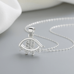 Crystal Eye Charm Necklace – 925 Silver - NAFALUXE
