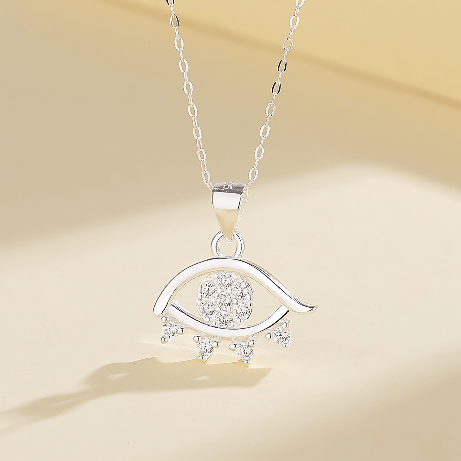 Crystal Eye Charm Necklace – 925 Silver - NAFALUXE