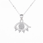 Crystal Eye Charm Necklace – 925 Silver - NAFALUXE