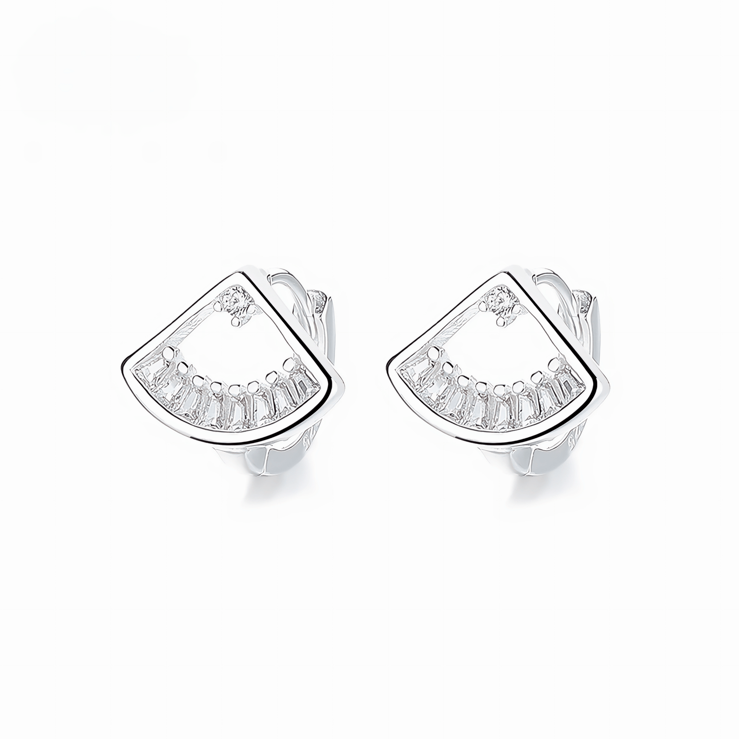 Crystal Fan Stud Earrings – 925 Silver - NAFALUXE