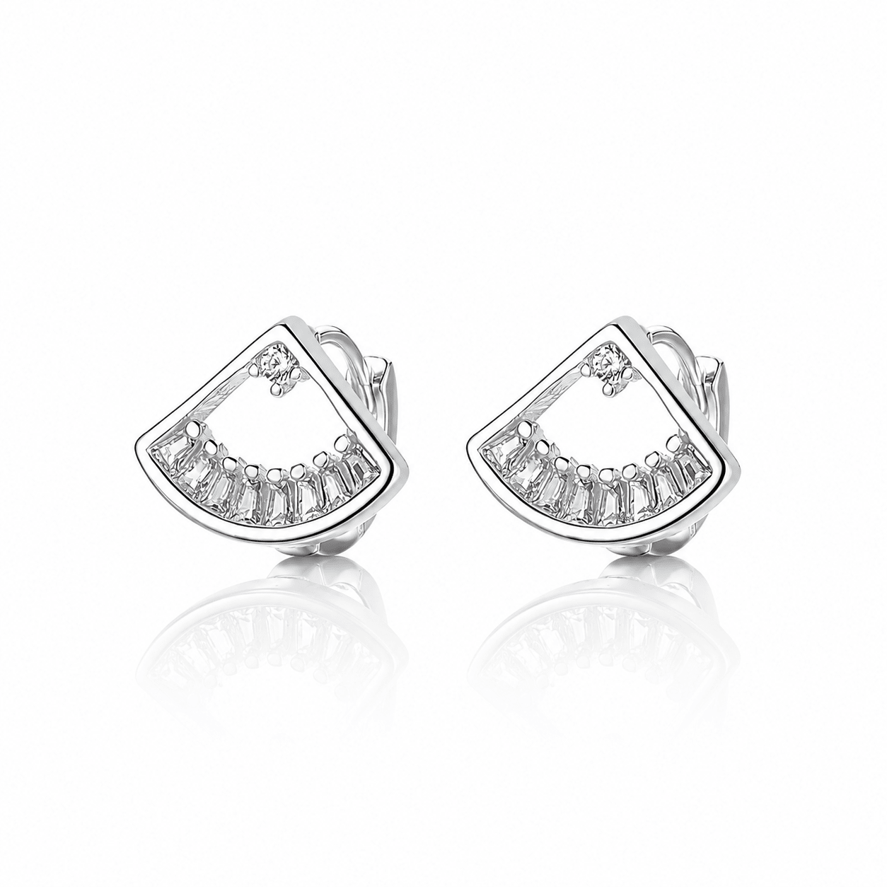 Crystal Fan Stud Earrings – 925 Silver - NAFALUXE