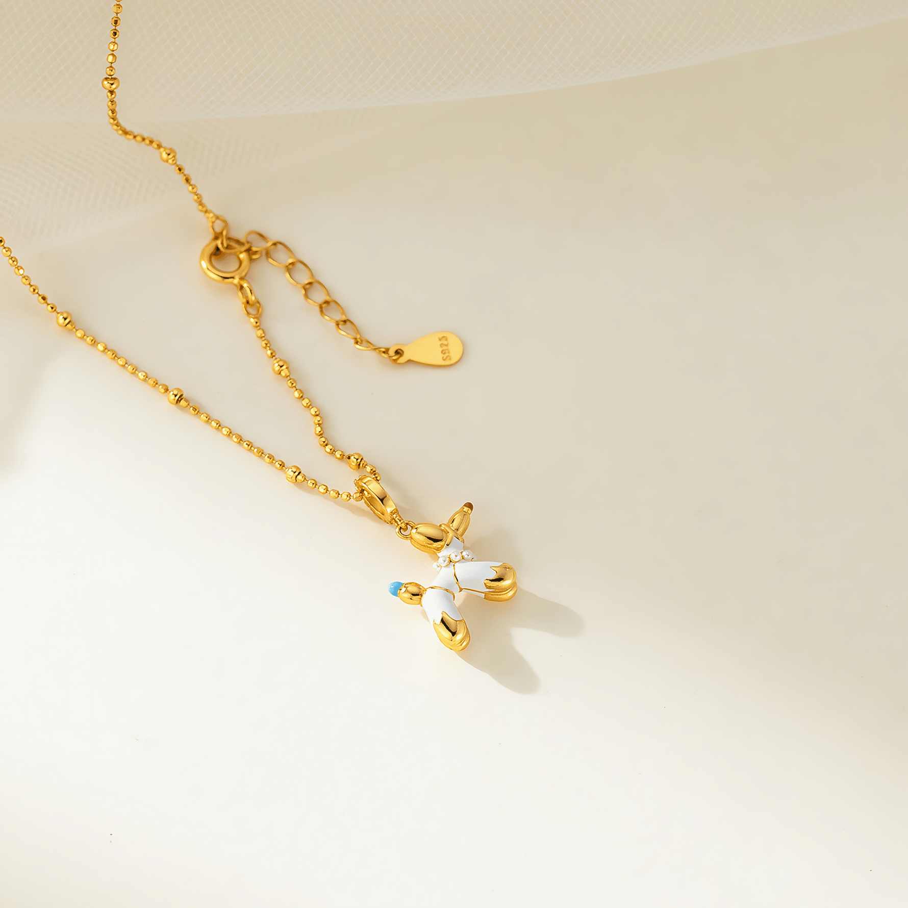 Cute Balloon Dog Pendant Necklace in Gold - Plated Sterling Silver - NAFALUXE