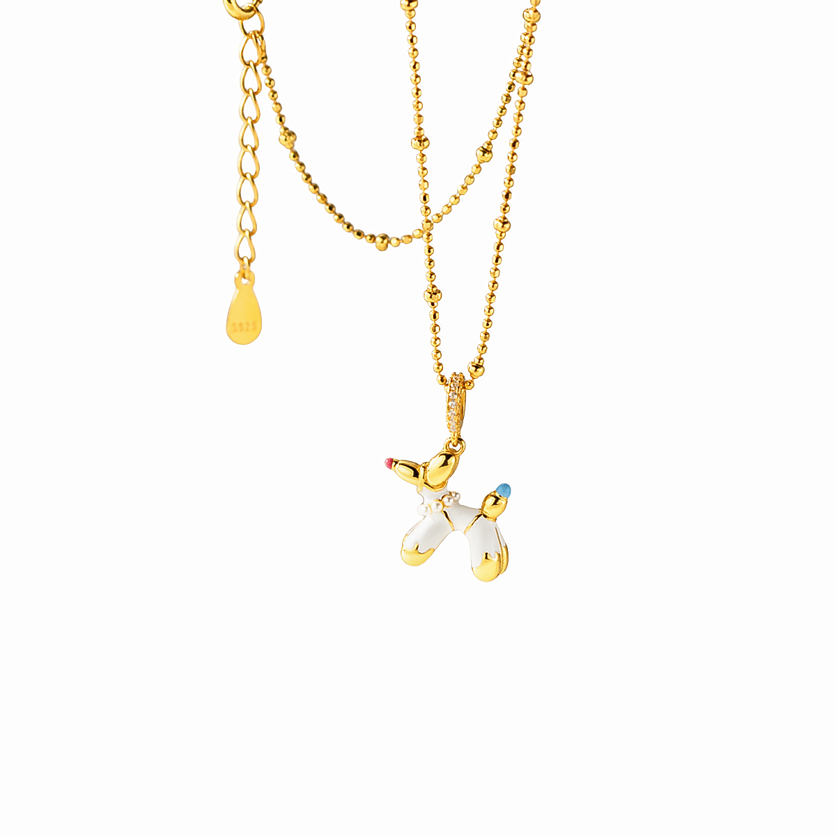 Cute Balloon Dog Pendant Necklace in Gold - Plated Sterling Silver - NAFALUXE