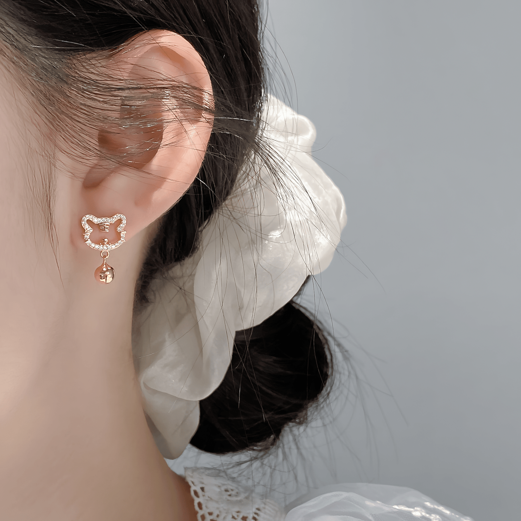 Boucles d'oreilles clous « chaton » – Boucles d'oreilles « chaton » en argent sterling 925 avec zircone cubique - NAFALUXE