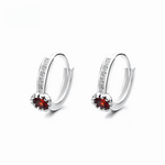 Dainty 925 Silver Hoops with Red CZ and Sparkling Accents - NAFALUXE