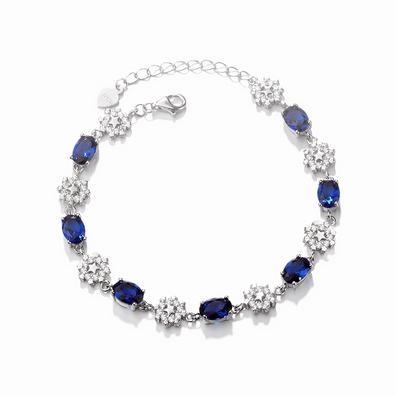 Deep Blue Sapphire and White Zirconia Flowers - NAFALUXE