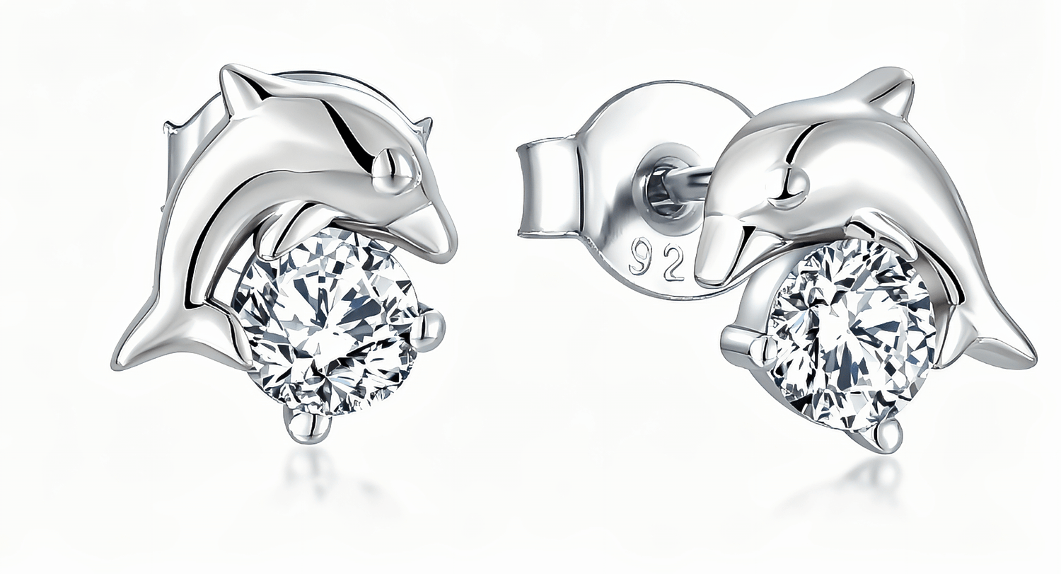 Dolphin CZ Stud Earrings - NAFALUXE