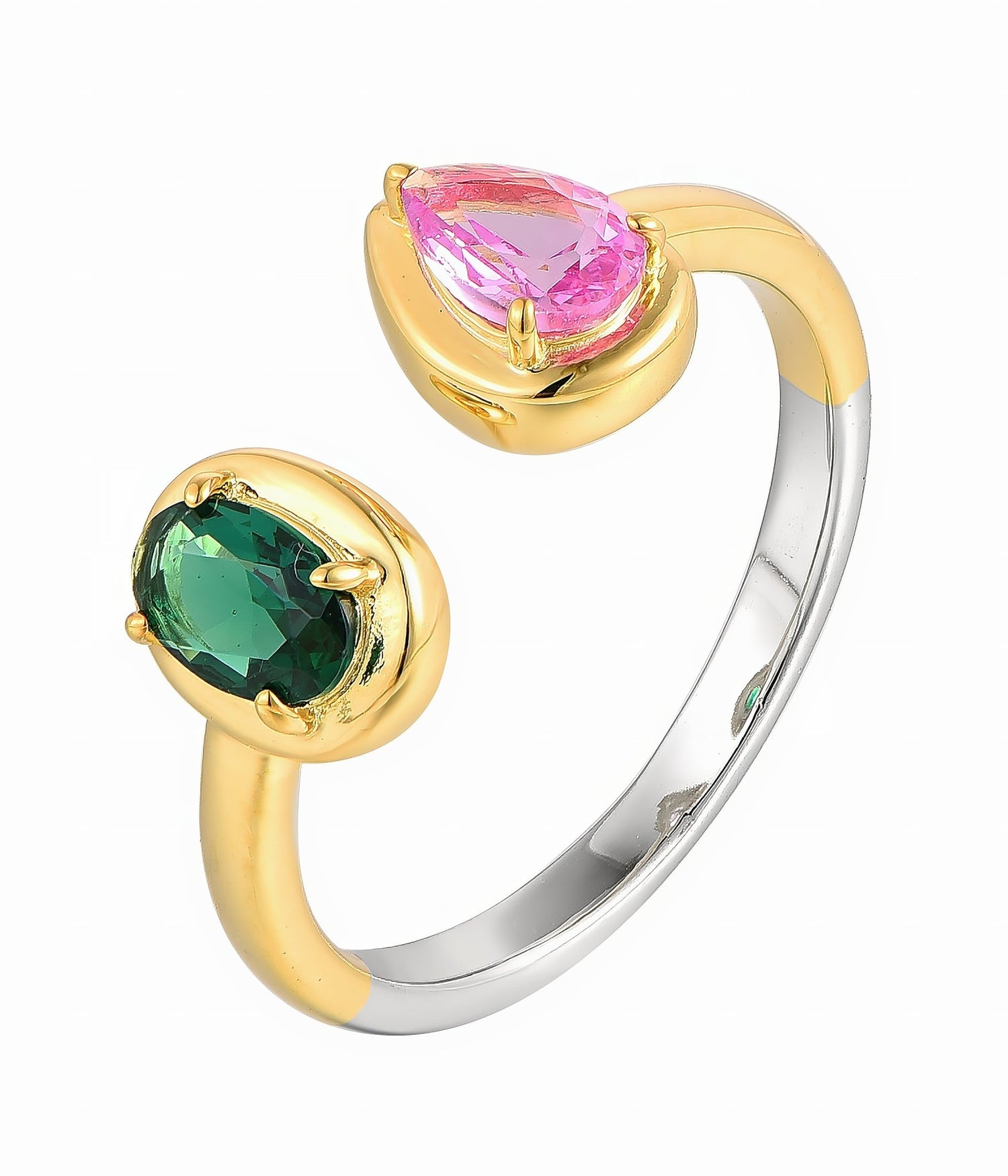 Dual Gem Open Ring - NAFALUXE