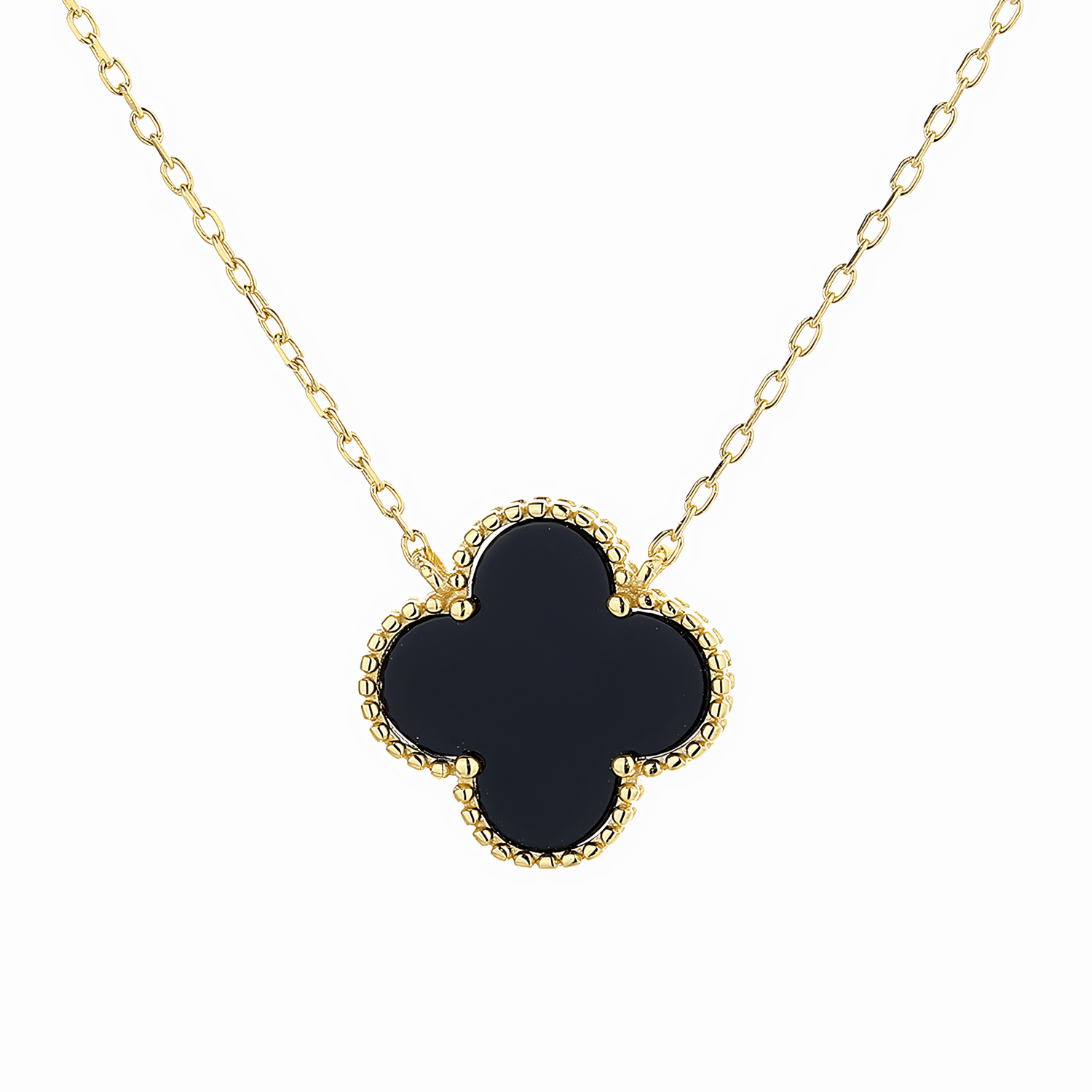 Elegant Black Clover Charm Necklace - NAFALUXE