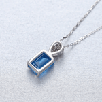 Collier pendentif en argent sterling avec pierre CZ taille émeraude bleue - NAFALUXE