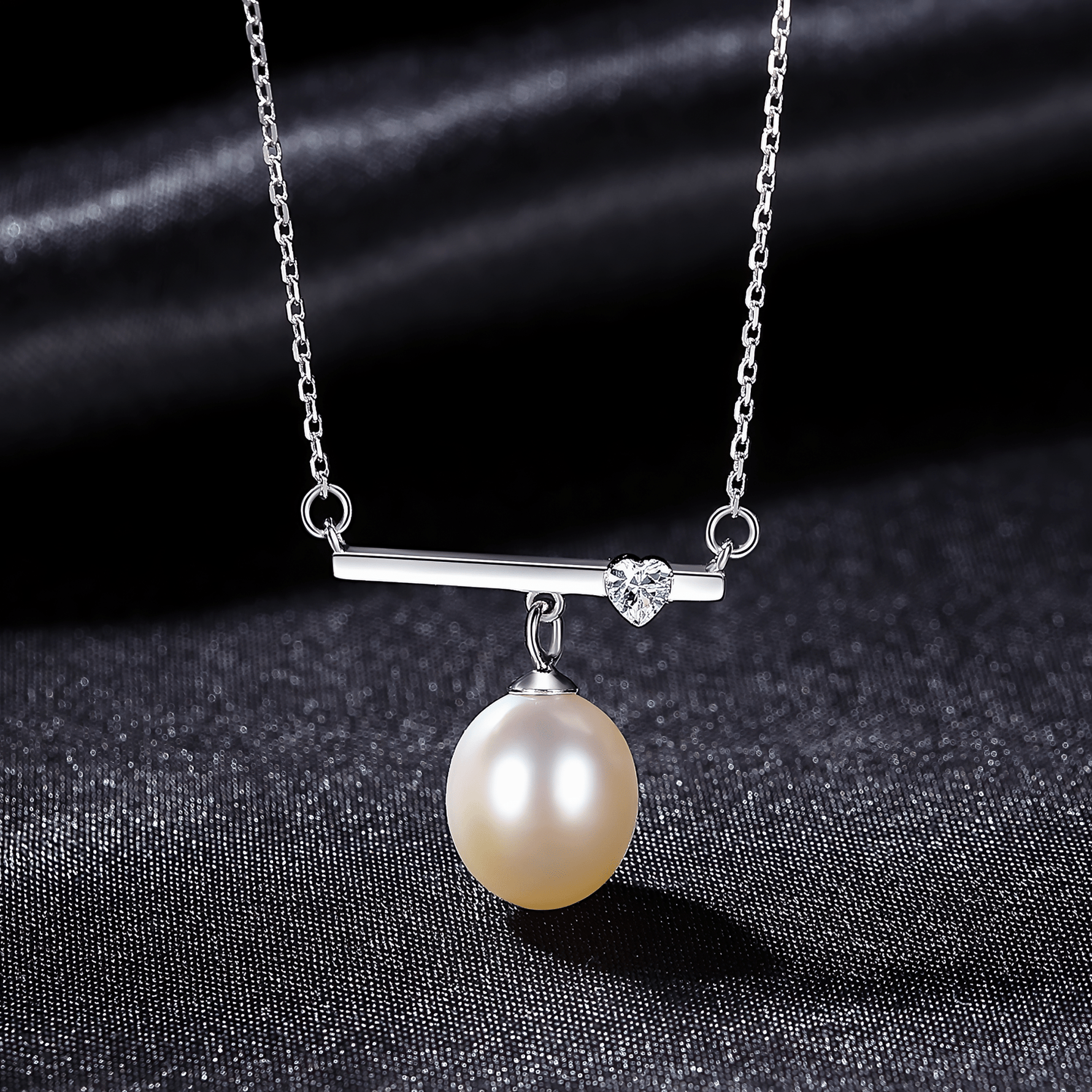 Elegant Freshwater Pearl Bar Pendant Necklace in 925 Sterling Silver - NAFALUXE