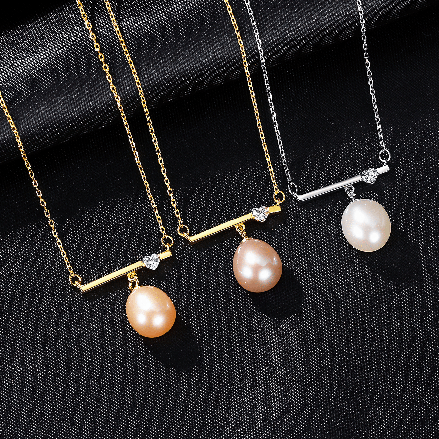Elegant Freshwater Pearl Bar Pendant Necklace in 925 Sterling Silver - NAFALUXE