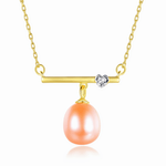 Elegant Freshwater Pearl Bar Pendant Necklace in 925 Sterling Silver - NAFALUXE
