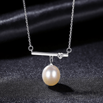 Elegant Freshwater Pearl Bar Pendant Necklace in 925 Sterling Silver - NAFALUXE