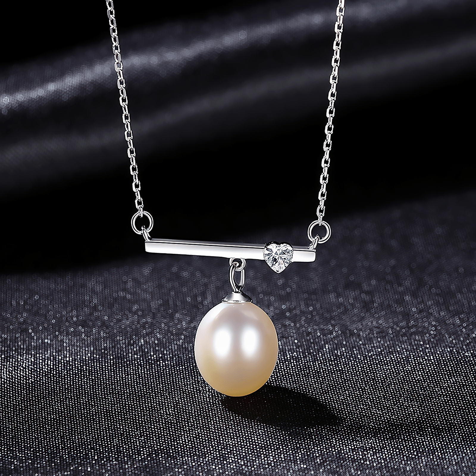 Elegant Freshwater Pearl Bar Pendant Necklace in 925 Sterling Silver - NAFALUXE
