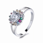 Elegant Multicolor Halo Ring in Silver - NAFALUXE