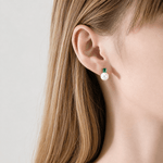 Elegant Pearl & Emerald-Cut CZ Stud Earrings in Sterling Silver - NAFALUXE