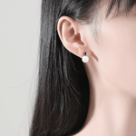 Elegant Pearl & Emerald - Cut CZ Stud Earrings in Sterling Silver - NAFALUXE