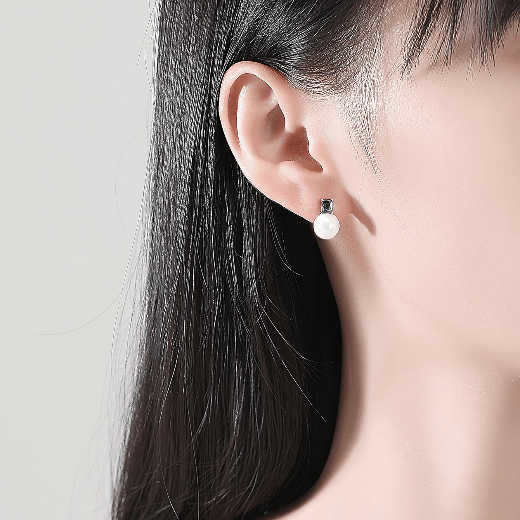 Elegant Pearl & Emerald - Cut CZ Stud Earrings in Sterling Silver - NAFALUXE