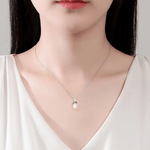Elegant Pearl Pendant Necklace with Green Marquise CZ in Sterling Silver - NAFALUXE