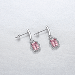 Eleganti orecchini pendenti con zirconi taglio smeraldo rosa in argento sterling - NAFALUXE